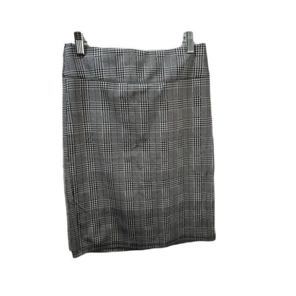 Black‎ & White Plaid Pencil Skirt Womens Medium Workwear Office Elegant Style